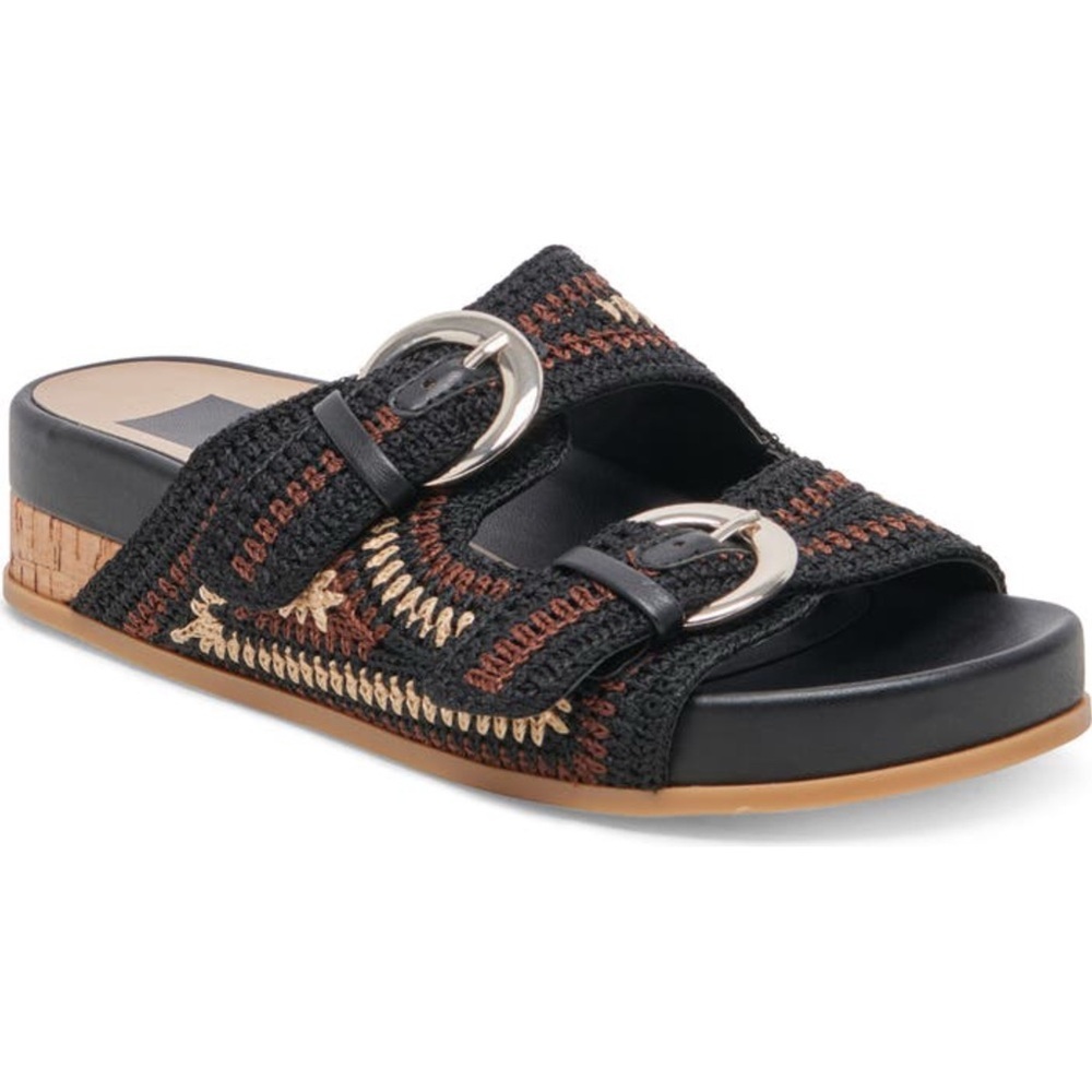 Dolce Vita Black brown Tan Ralli Wedge Sandal Size 8